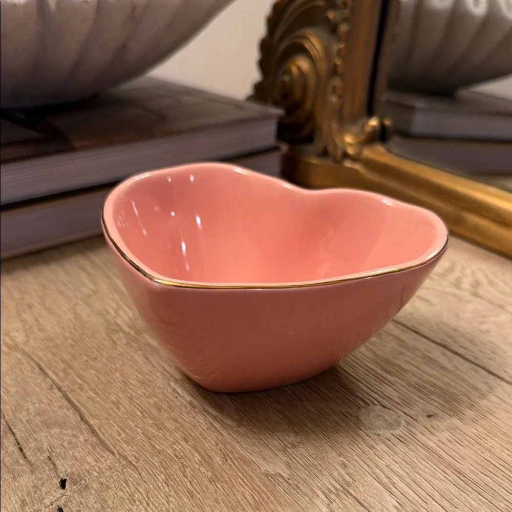 Target Pink Heart-Shaped Bowl with Gold Rim